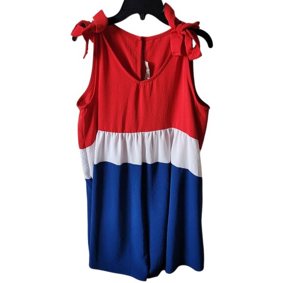 Haptics Women's Red White & Blue Colorblock Romper Size Small - Picture 1 of 8